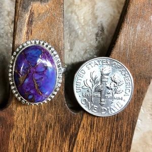 Sterling Silver Copper Turquoise Stone Ring Size 6